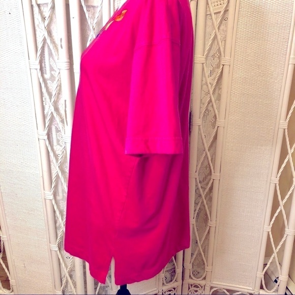 Vintage 1990s Tee Pink Embroidered Hats Evan Picone Short Sleeve size Large - Picture 6 of 15